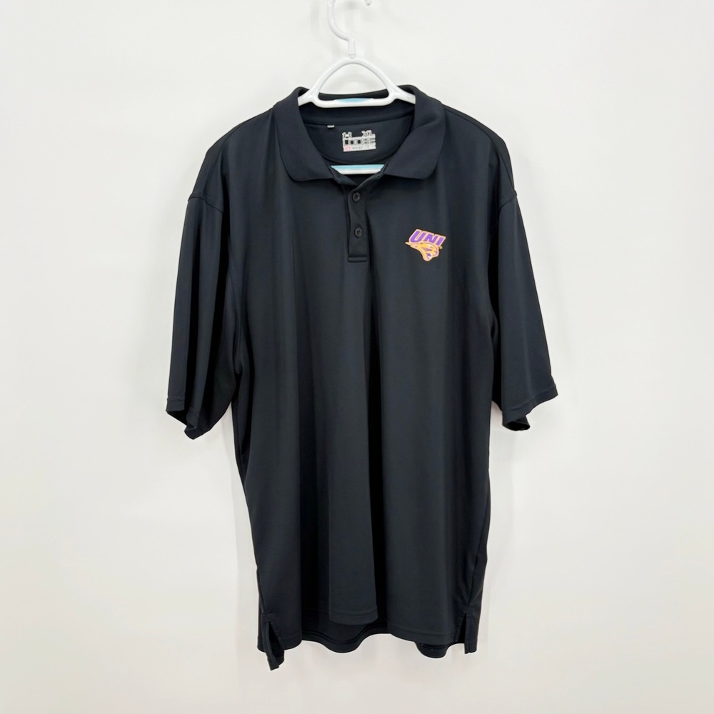 Under Armour UNI Northern Iowa Panthers Polo Shirt Mens XL Black HeatGear